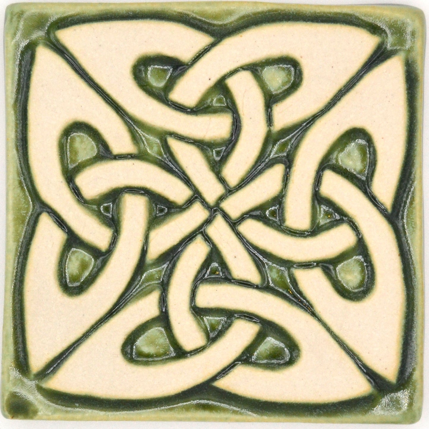 4x4 green celtic square knot tile