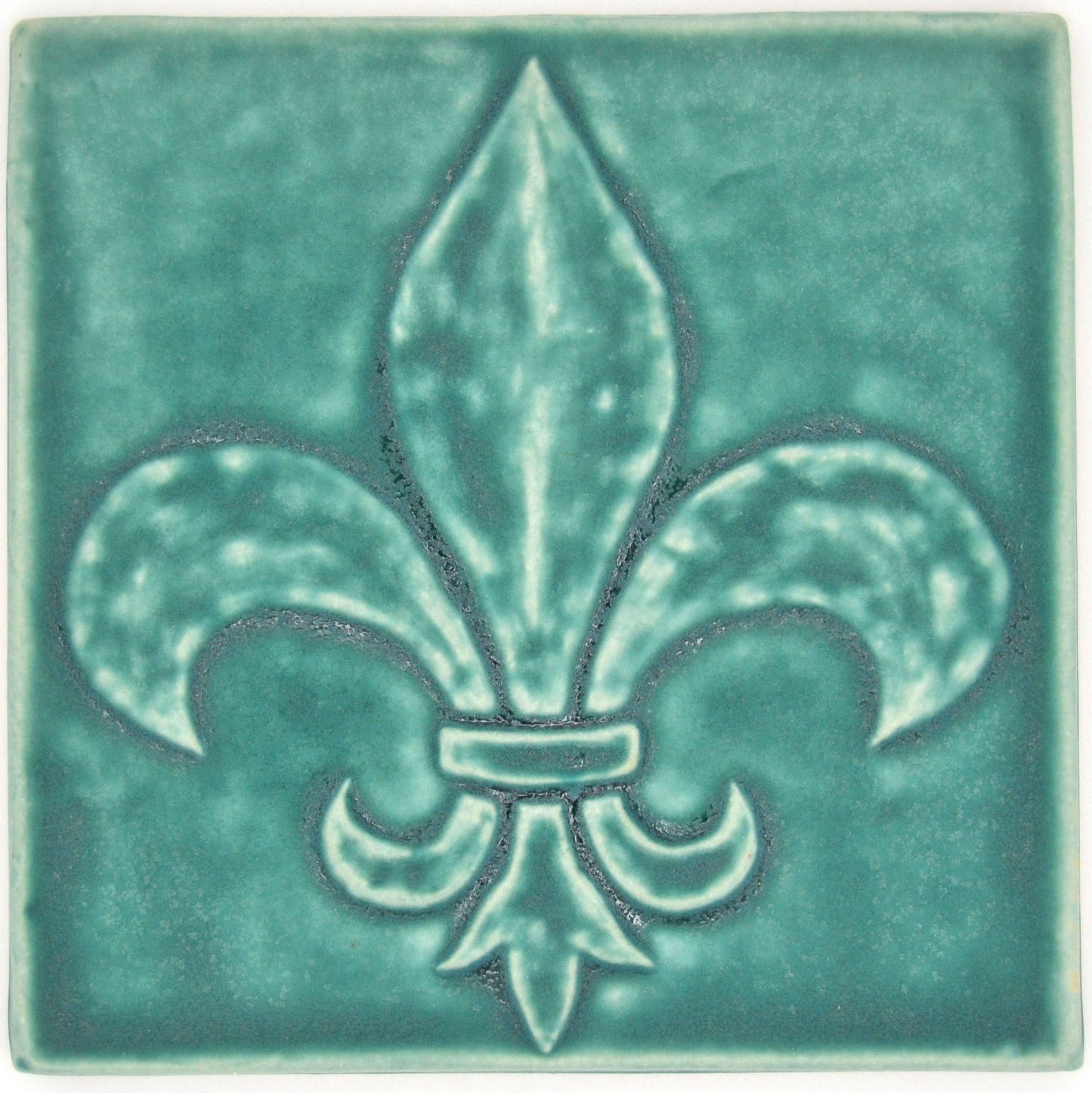 6x6 fleur de lis tile seafoam