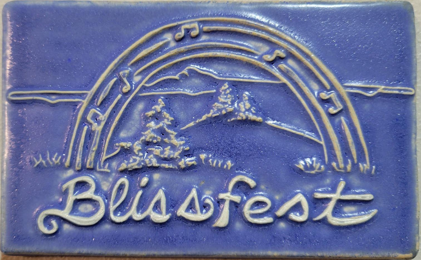 blissfest logo tile matte blue