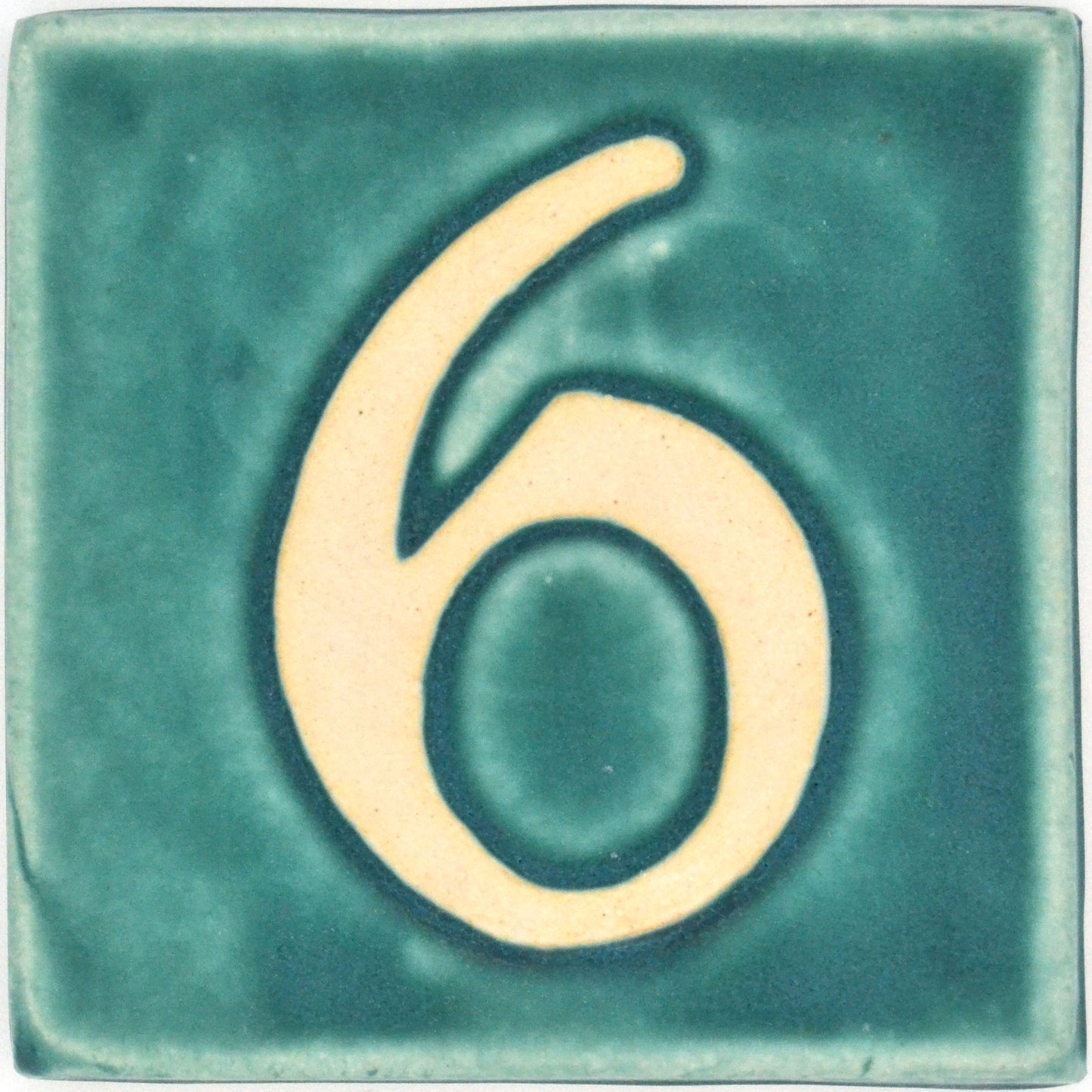 4x4 house number 6 seafoam