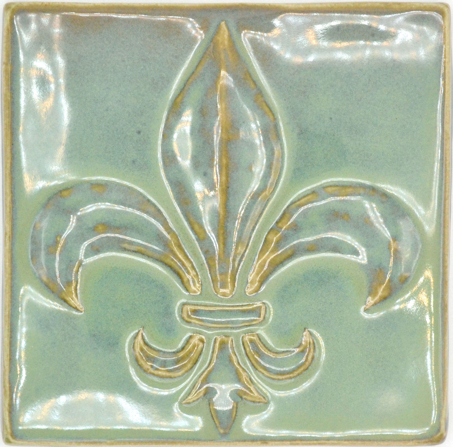 6x6 fleur de lis tile turquoise