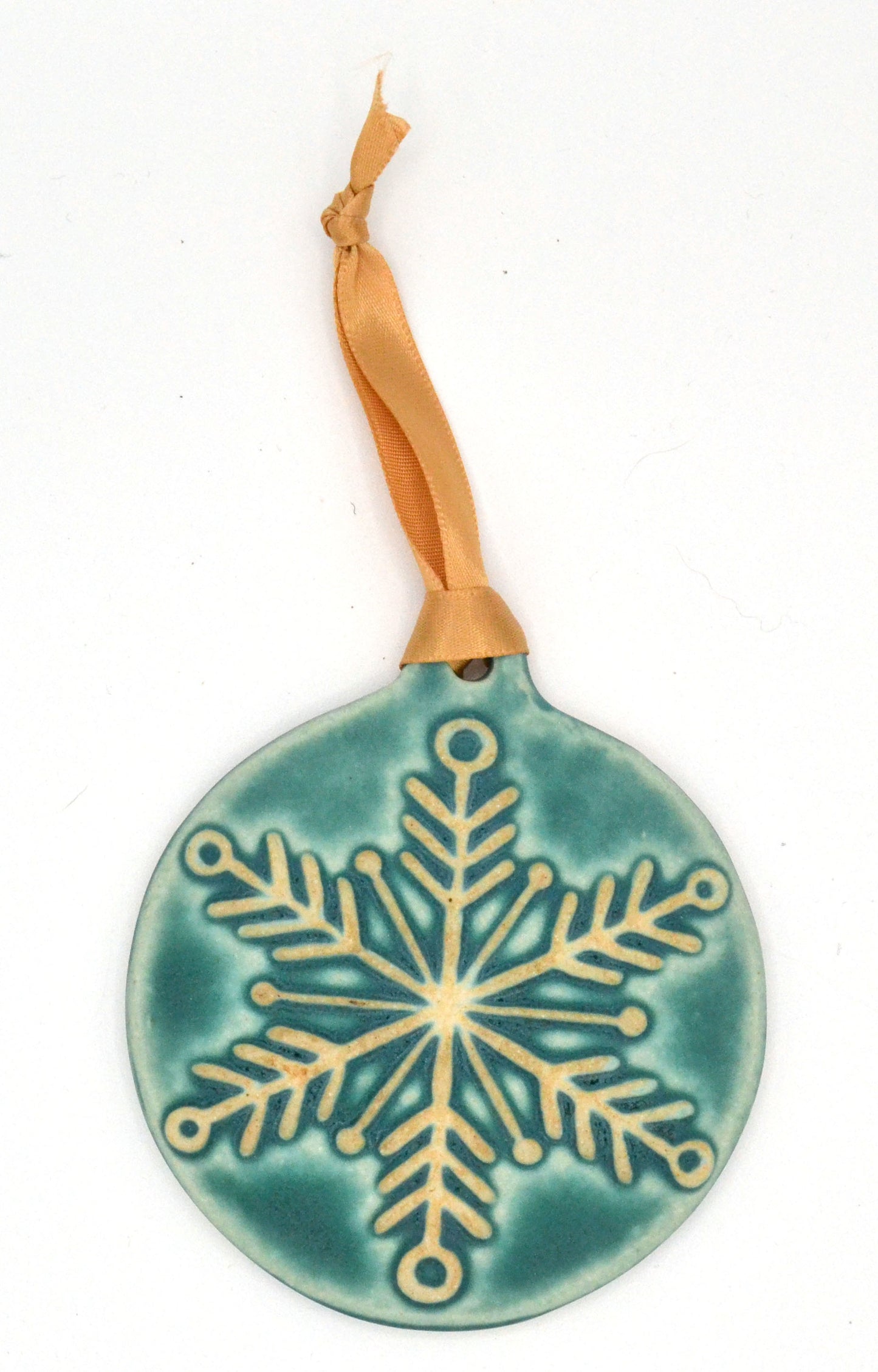 feather snowflake ornament seafoam
