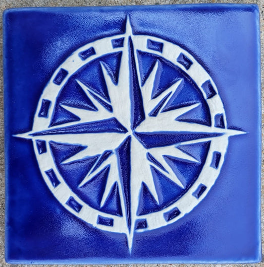 6x6 compass tile blue