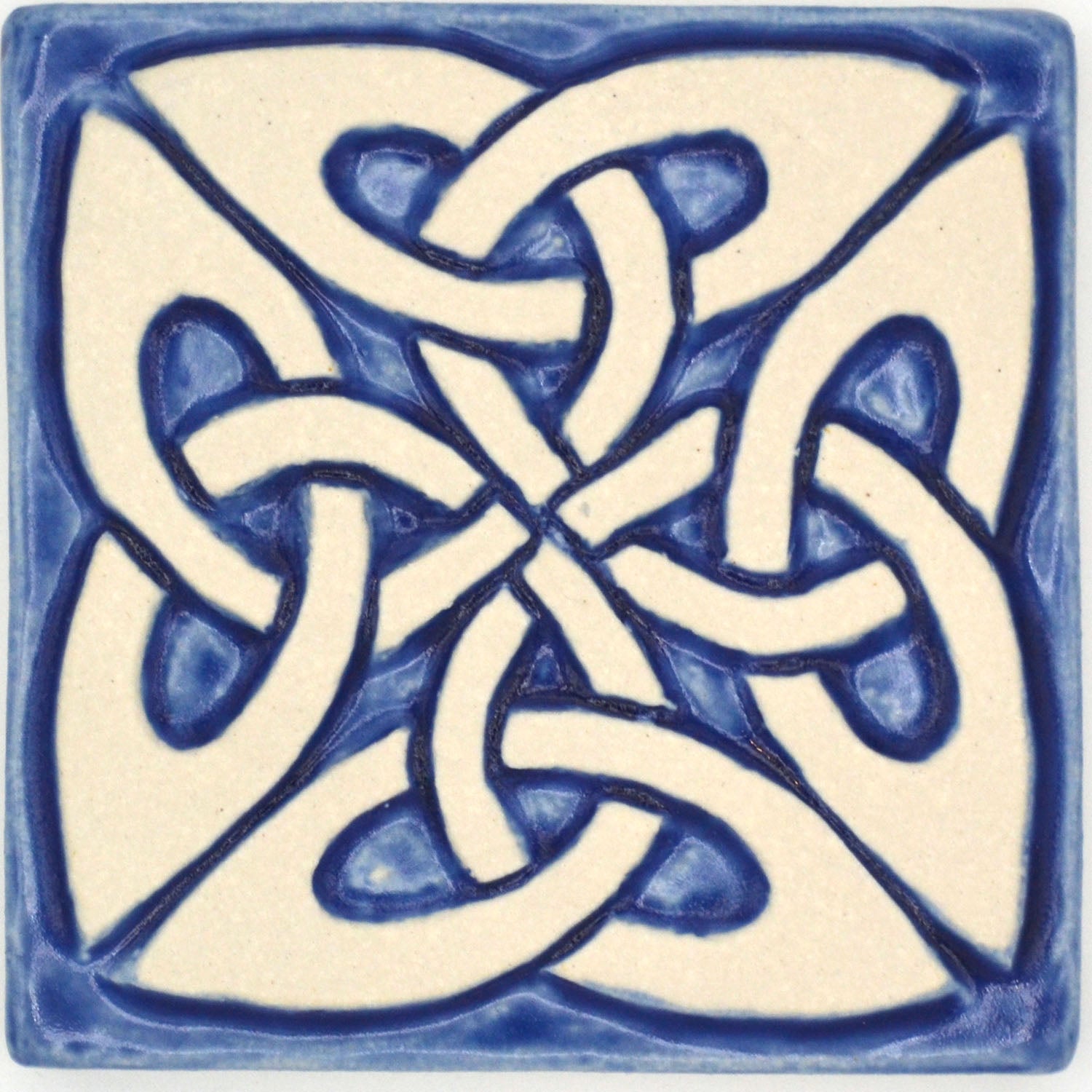 4x4 blue celtic square knot tile
