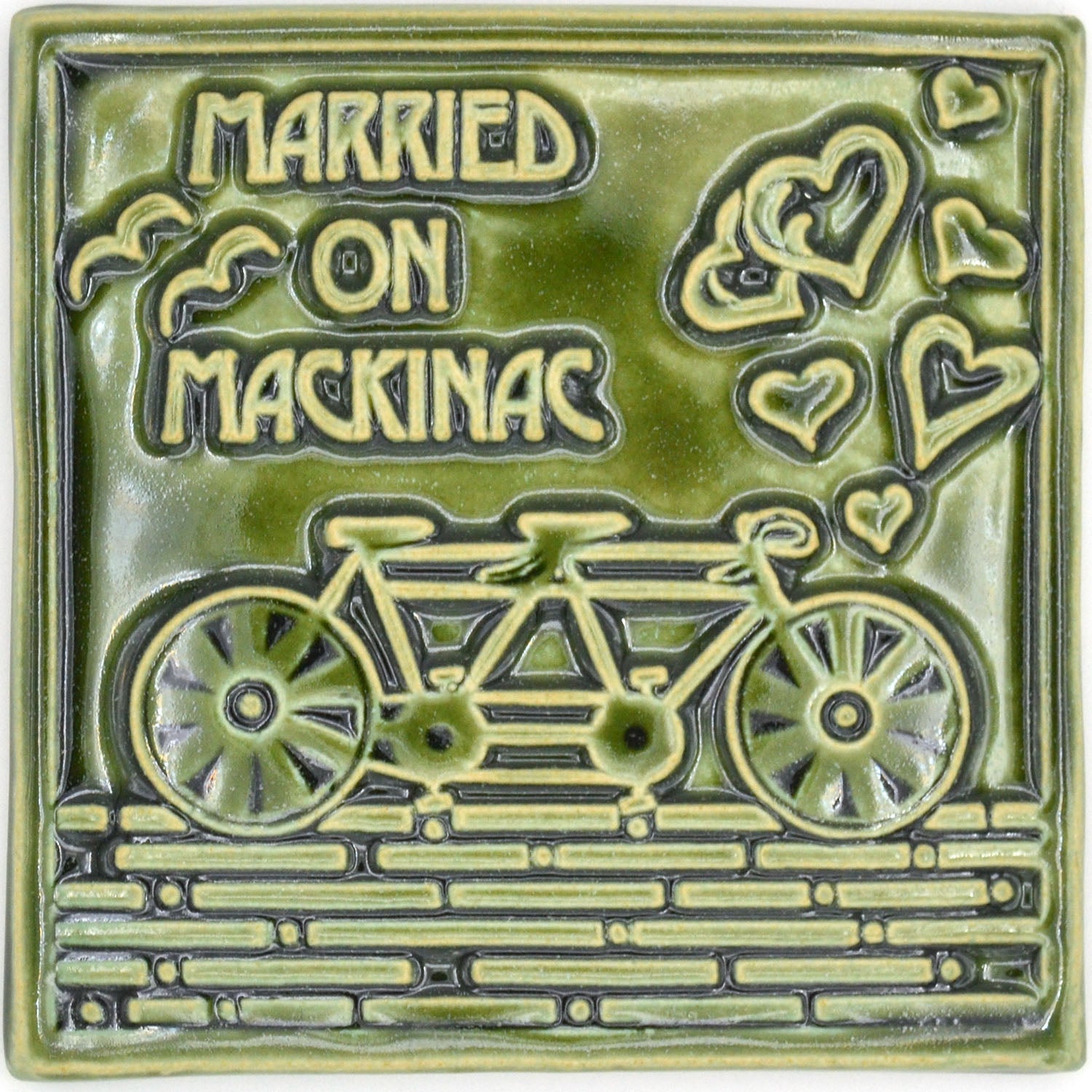 6x6 married on mackinac tile green