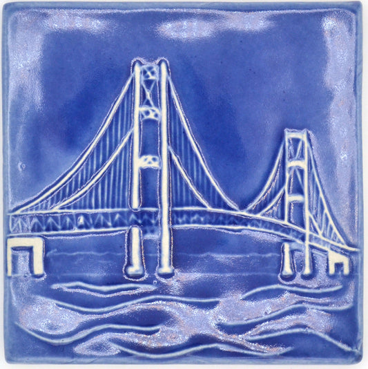 6x6 mackinac bridge tile blue