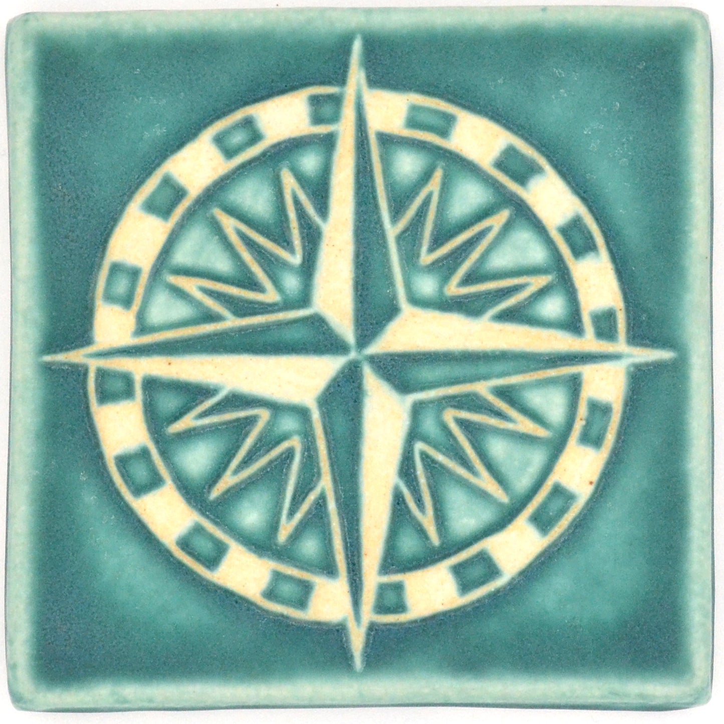 4x4 compass rose tile seafoam