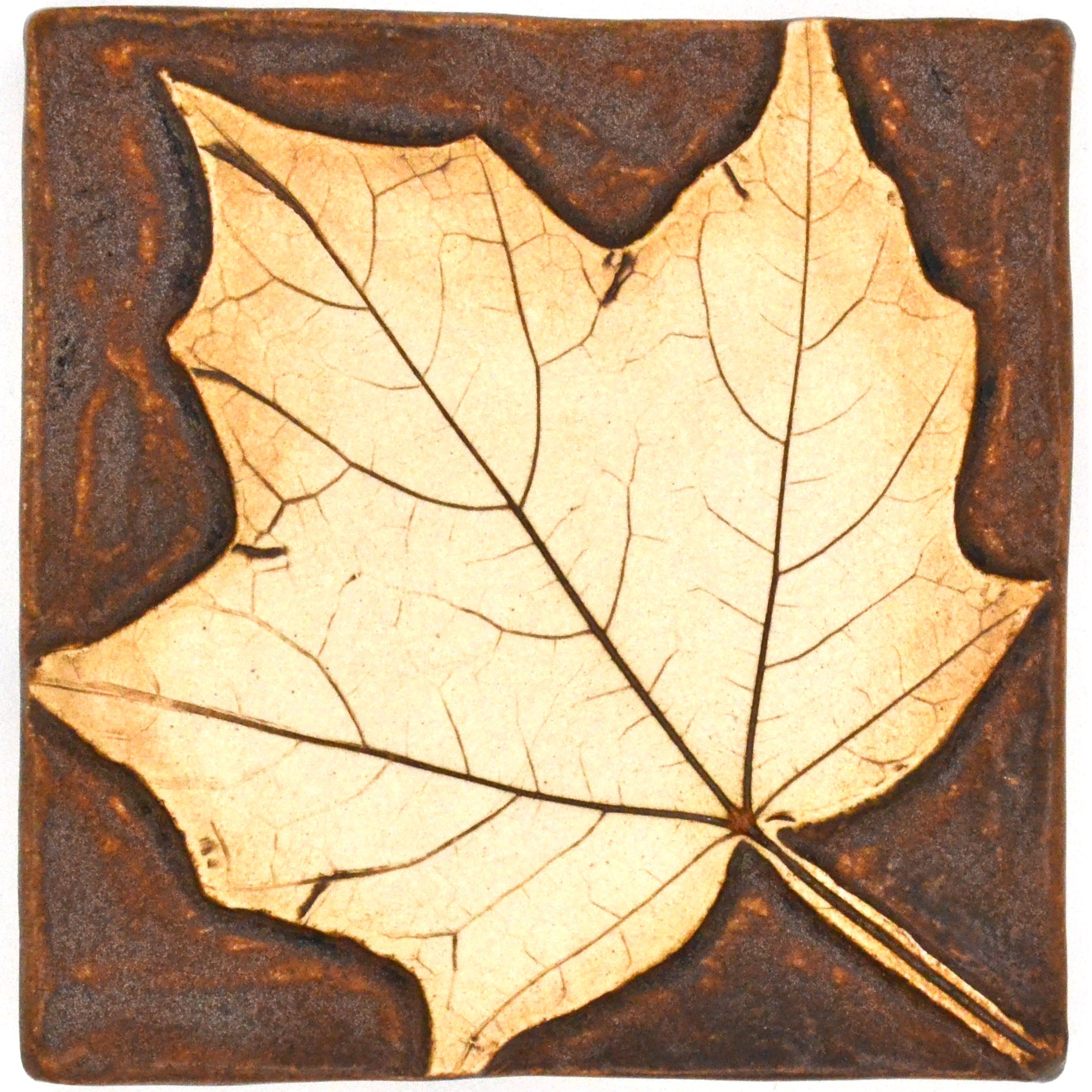 4x4 maple leaf tile brown