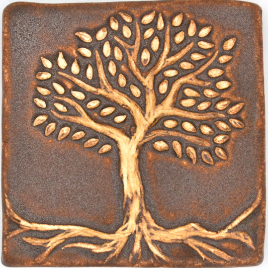 4x4 tree of life tile brown