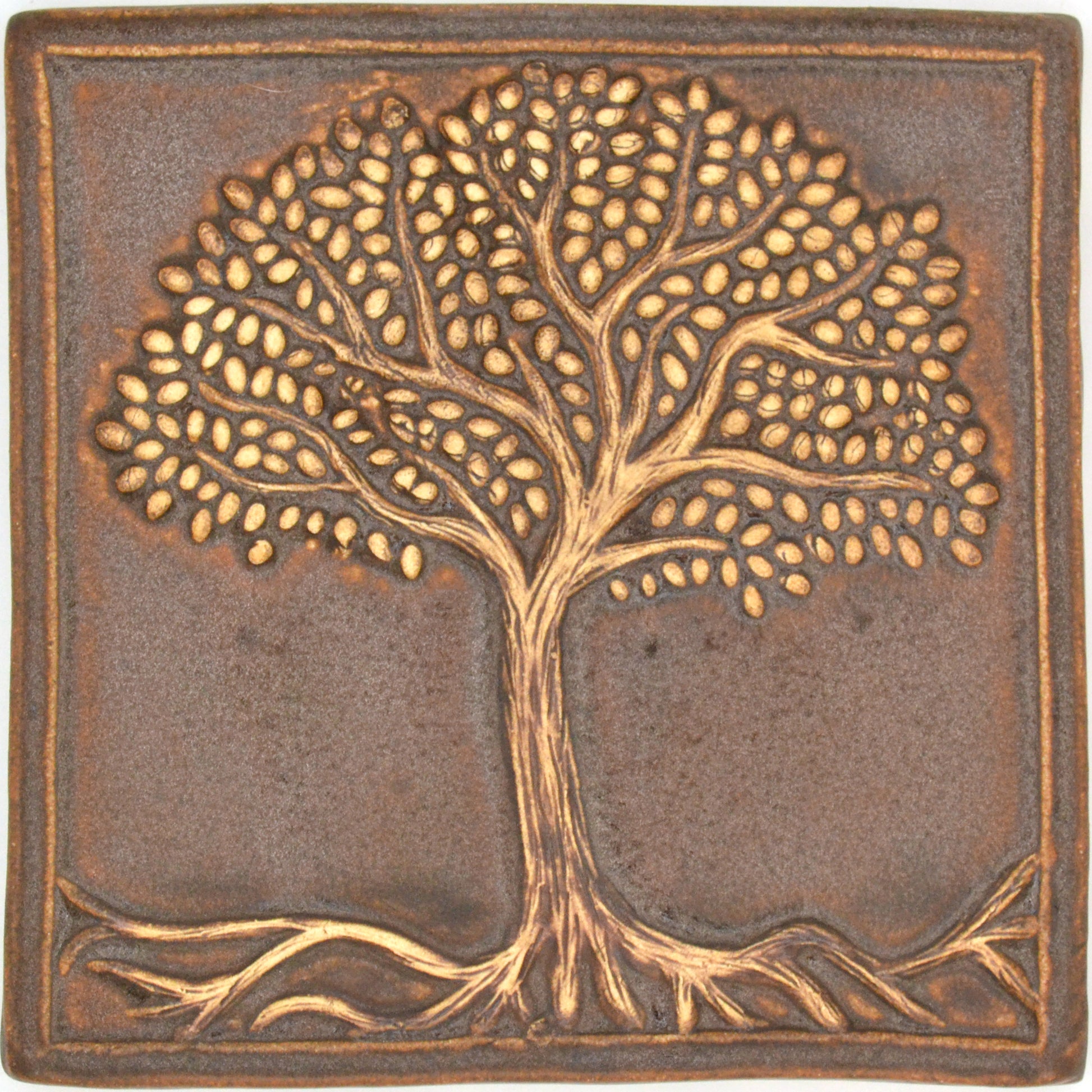 6x6 tree of life tile brown